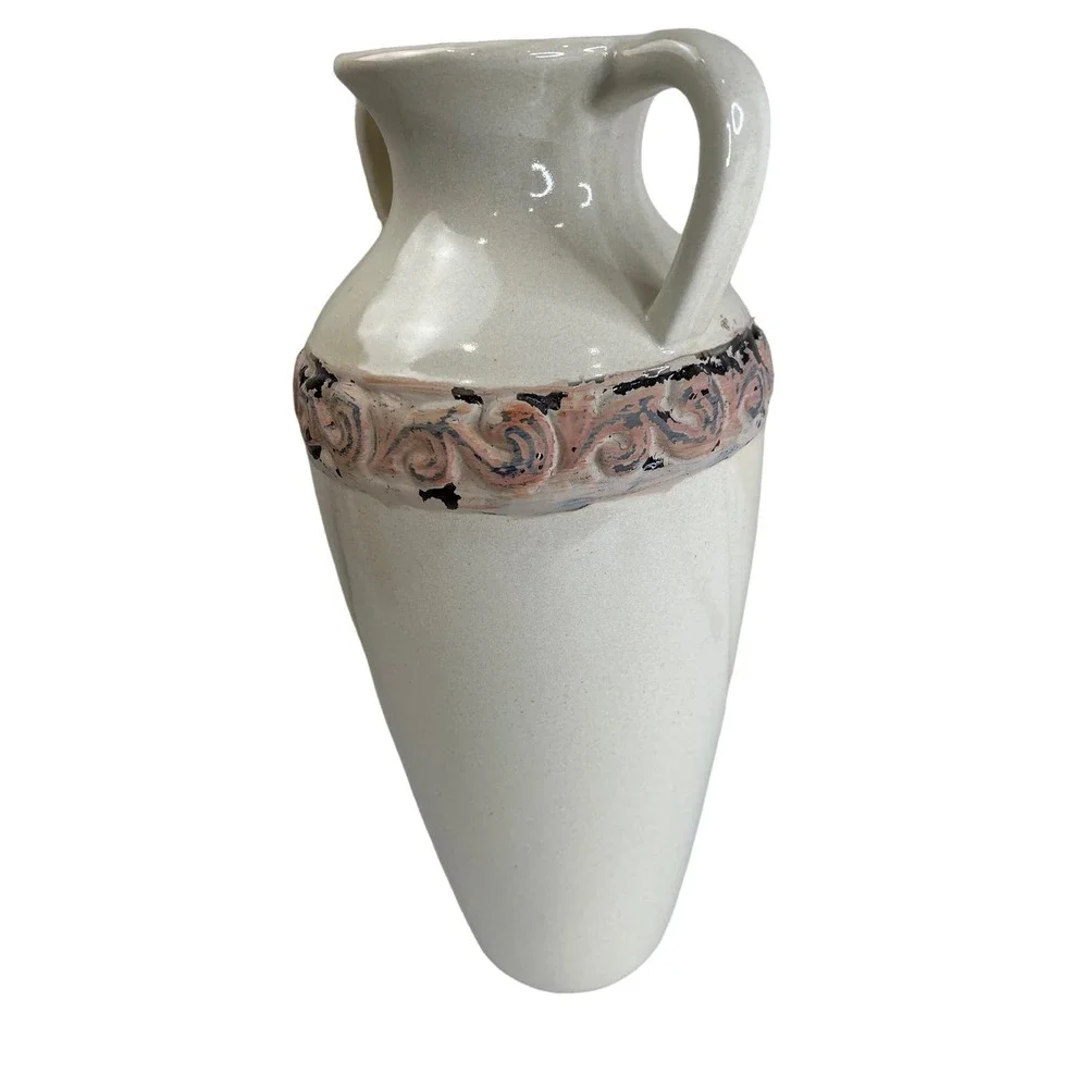 Decorative Vase Cream Tan Artistic Large‎ Classic Classy Vintage